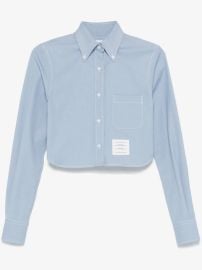 Thom Browne Cropped Denim Shirt Blue at Farfetch
